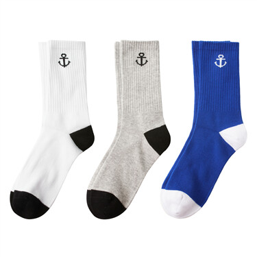 3 pairs letter contrast ribbed socks