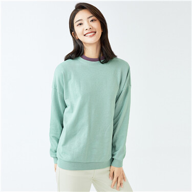 Solid color loose dropped-shoulder sweatshirt