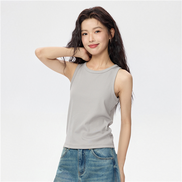 Rib slim crewneck sleeveless tank top | GIORDANO Online Store