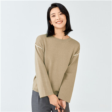 Contrast dropped-shoulder  crewneck sweater