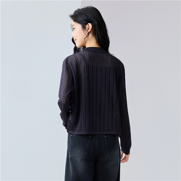 Semi-sheer hollow knit cardigan | GIORDANO Online Store