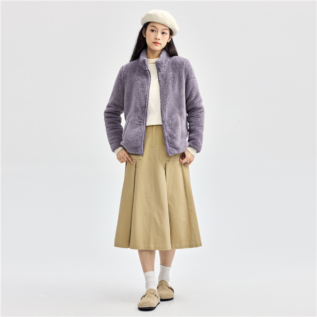 Stand collar coral fleece jacket | GIORDANO Online Store