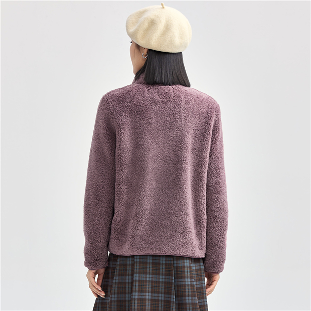 Stand collar coral fleece jacket | GIORDANO Online Store