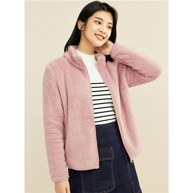 Stand collar coral fleece jacket GIORDANO Online Store