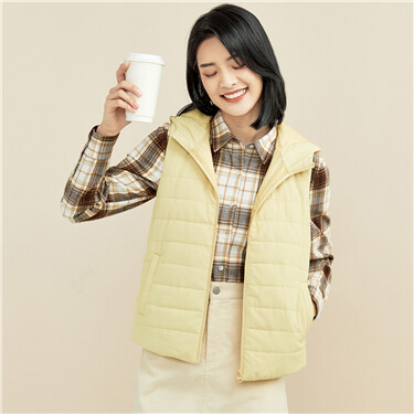 Solid color padding hooded vest jacket