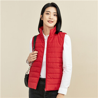 Solid color stand collar padded vest