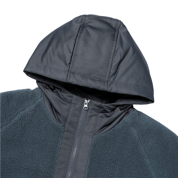 Berber fleece collage oversize hooded jacket