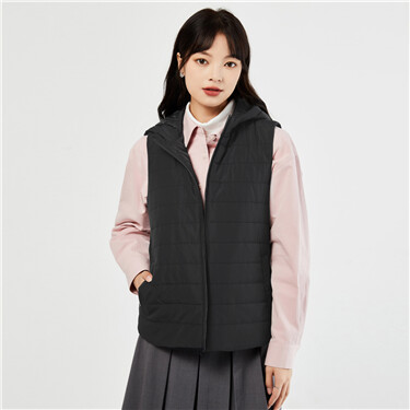 Solid color padded vest coat