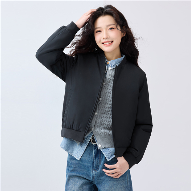 Stand collar plain color bomber jacket | GIORDANO Online Store