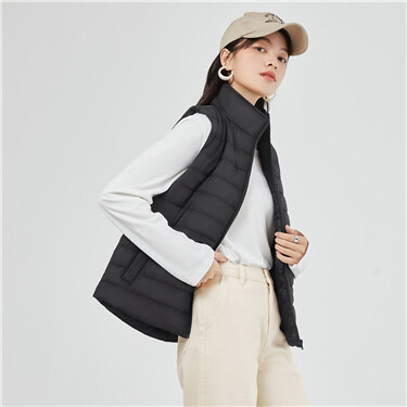 Solid color stand collar padded vest