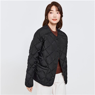 Quilted padded crewneck loose jacket