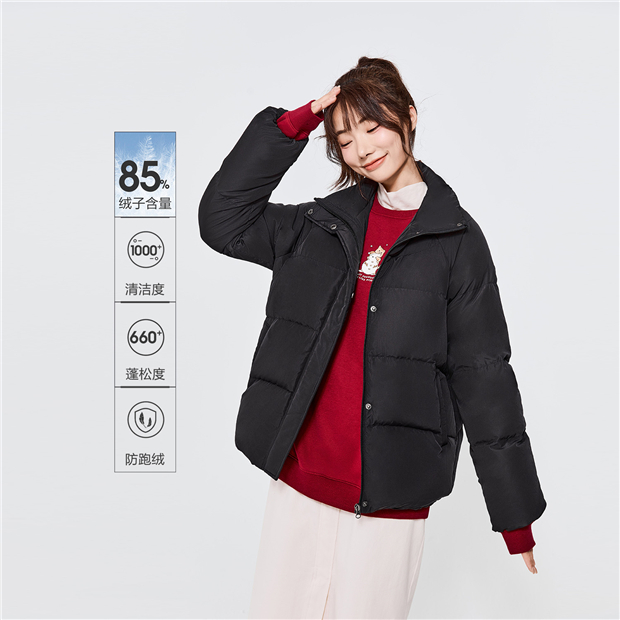 Lightweight stand collar loose duck down jacket | GIORDANO