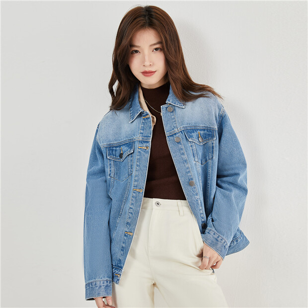 Multi pocket loose denim jacket GIORDANO Online Store