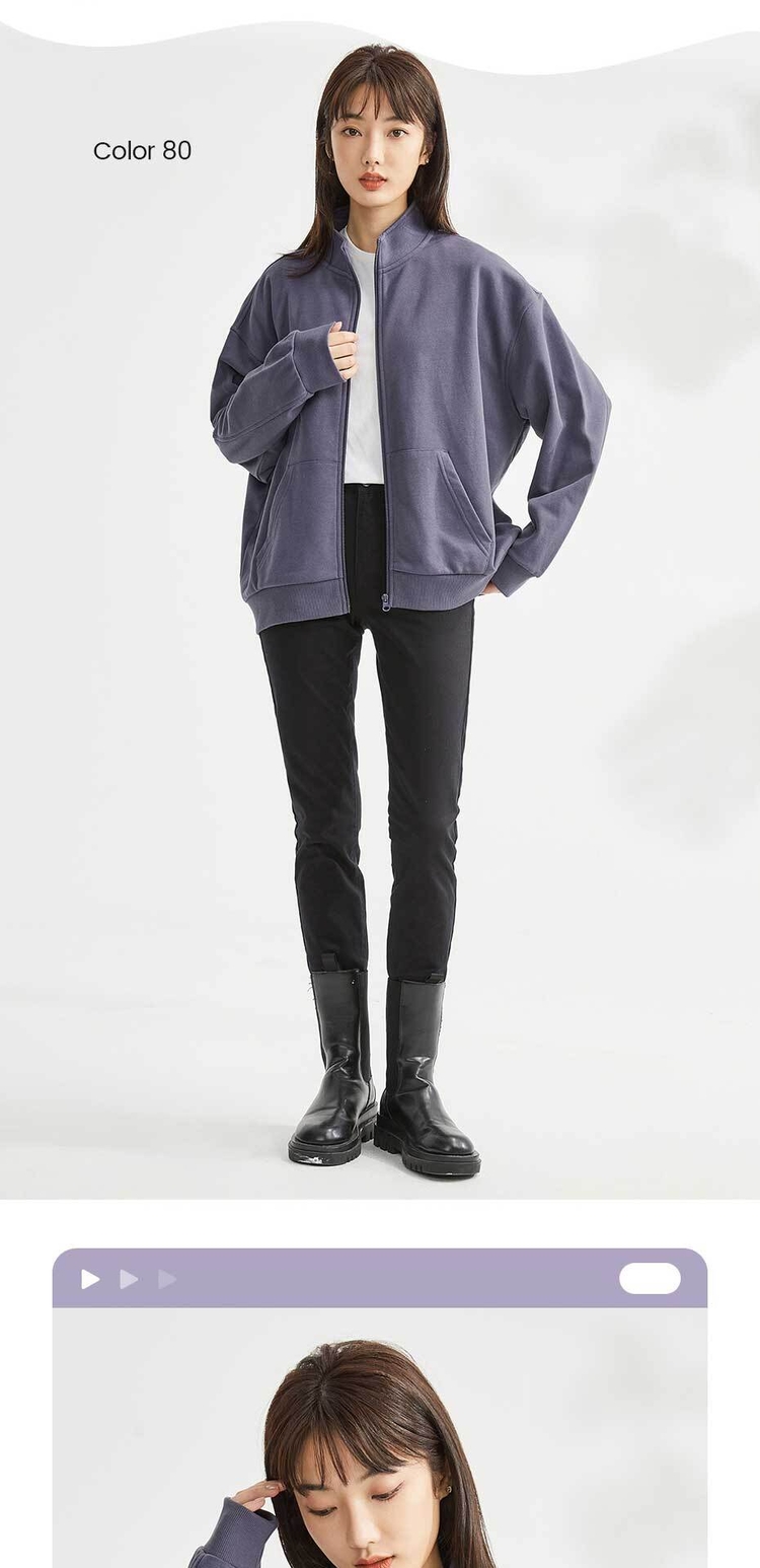 Stand collar kanga pocket sweat jacket | GIORDANO Online Store Stand collar kanga pocket sweat jacket | GIORDANO Online Store