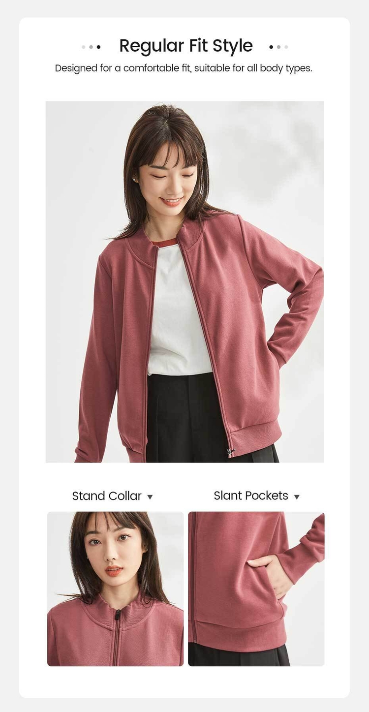Stand collar terry lining knit jacket | GIORDANO Online Store