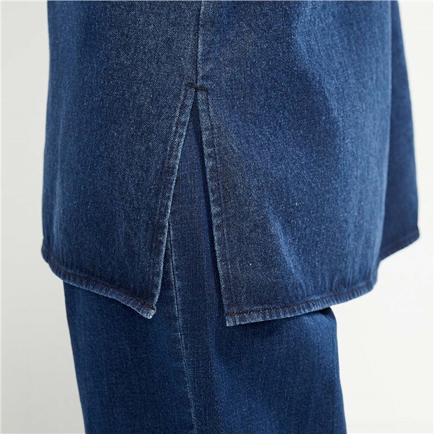 Double pockets mid long denim jacket | GIORDANO Online Store