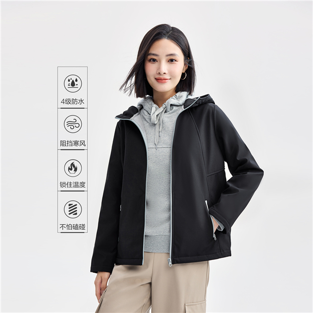Polar fleece lining hooded windbreaker | GIORDANO Online Store