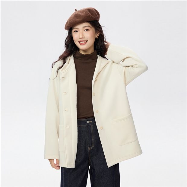 Concealed placket double pockets hooded jacket | GIORDANO Online Store
