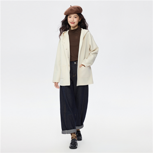 Concealed placket double pockets hooded jacket | GIORDANO Online Store