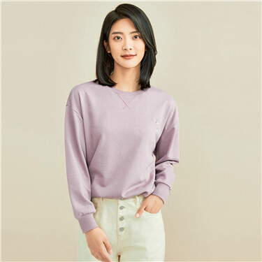 Embroidery dropped-shoulder loose sweatshirt