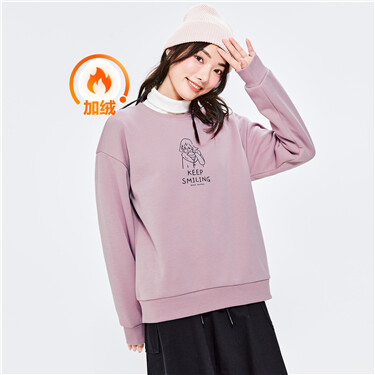 Fleece-lined girl daily print sweatshirt