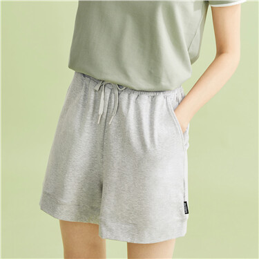 Elastic waist loose cotton shorts