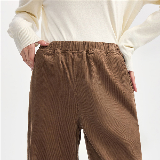 Elastic waist wide leg cotton corduroy pants | GIORDANO Elastic waist wide leg cotton corduroy pants | GIORDANO