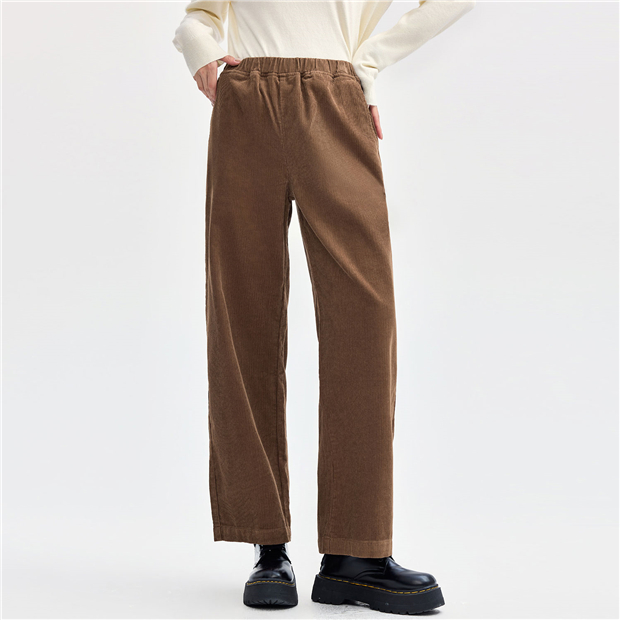Elastic waist wide leg cotton corduroy pants | GIORDANO Elastic waist wide leg cotton corduroy pants | GIORDANO