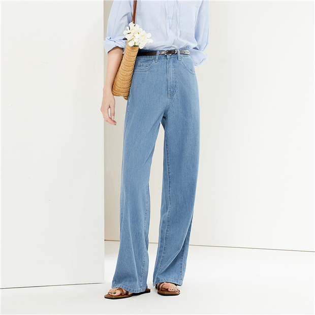 100% Cotton mid rise five-pocket denim pants | GIORDANO