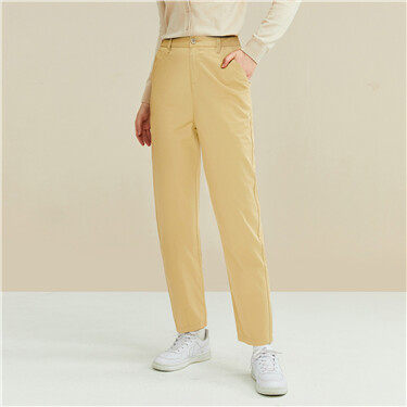 Mid-rise elastic waistband pants