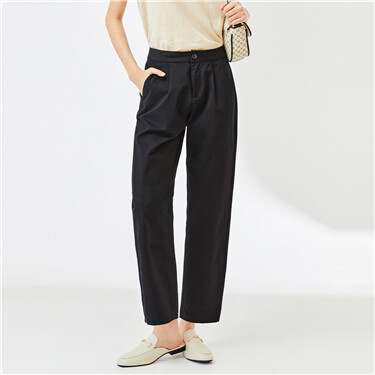 Solid color mid rise lightweight cotton pants