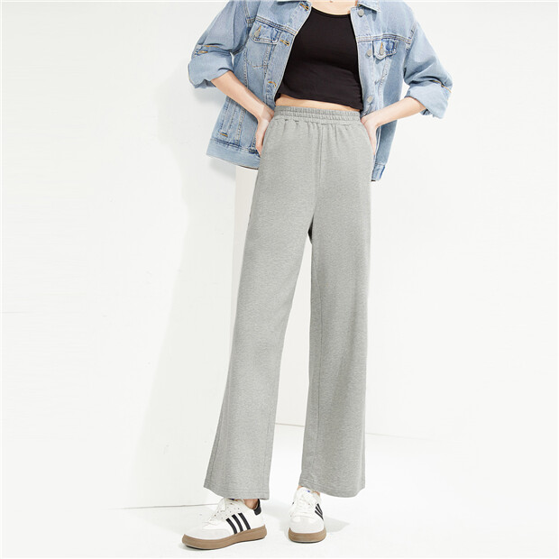 100% Cotton wide leg ankle length sweat pants | GIORDANO