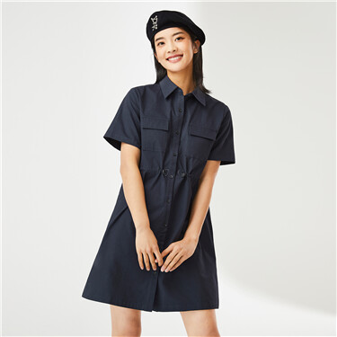Cargo pocket tunic waist short-sleeve dress
