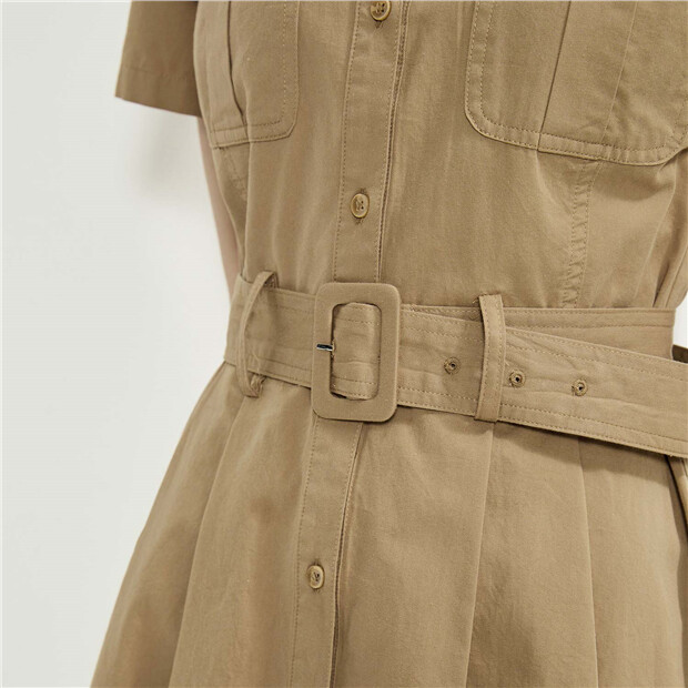 100% Cotton belted waist cargo dress | GIORDANO Online Store