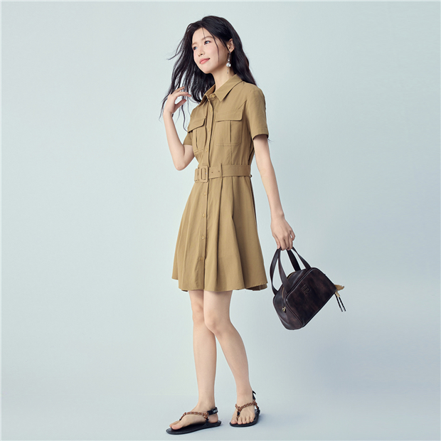 100% Cotton belted waist cargo dress | GIORDANO Online Store 100% Cotton belted waist cargo dress | GIORDANO Online Store
