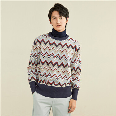 Thick colorful wave crewneck sweater