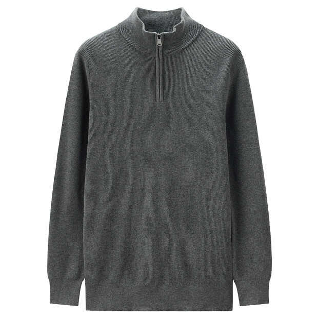 Mockneck half placket cotton sweater | GIORDANO Online Store