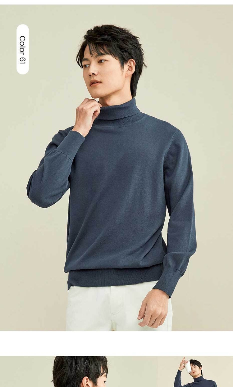 Turtleneck solid color cotton sweater | GIORDANO Online Store
