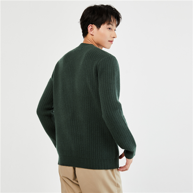 ★TRILLION★ Washable boat embroidery cable crew neck knit E Cable knit crewneck sweater | GIORDANO Online Store