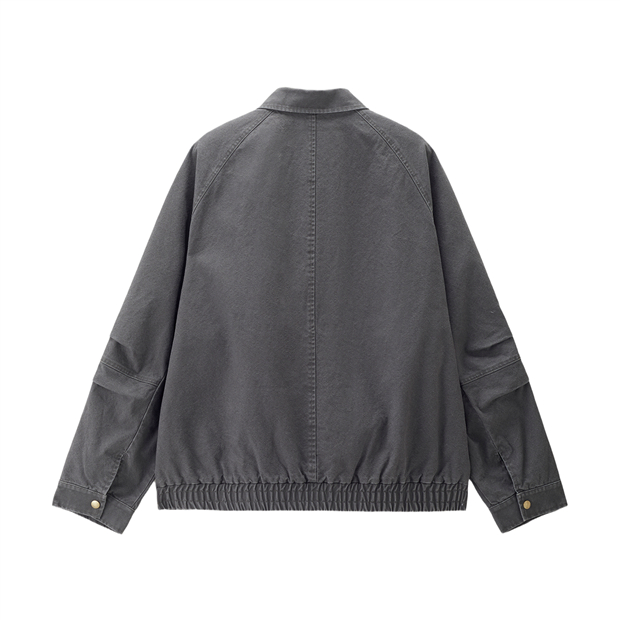 Online Exclusive】Pure cotton washed and faded collar raglan loose