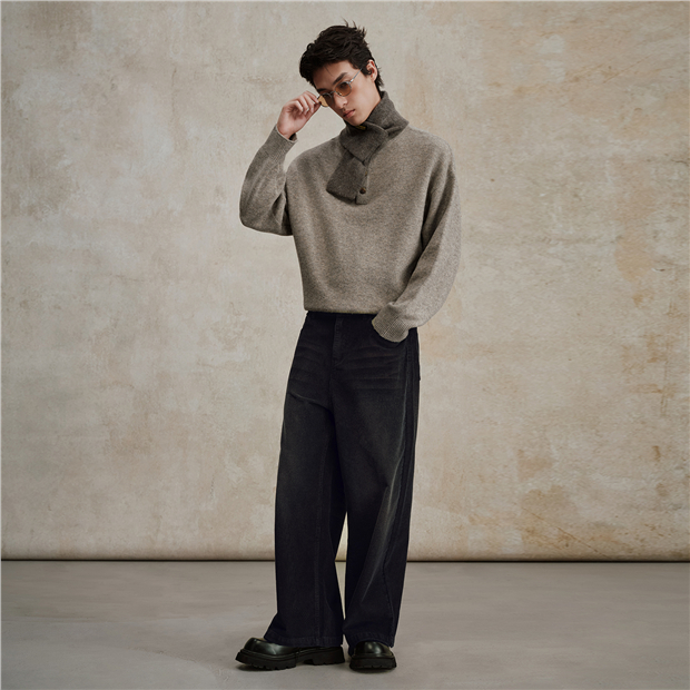 Exclusive Online】 Men's Washed Corduroy Mid-Rise Wide-Leg Cotton