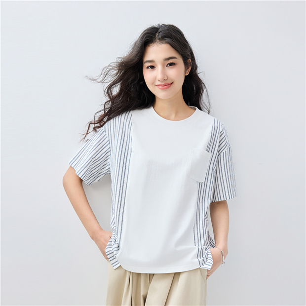 Online Exclusive】Women's Pure Cotton Knitted Color-Blocked