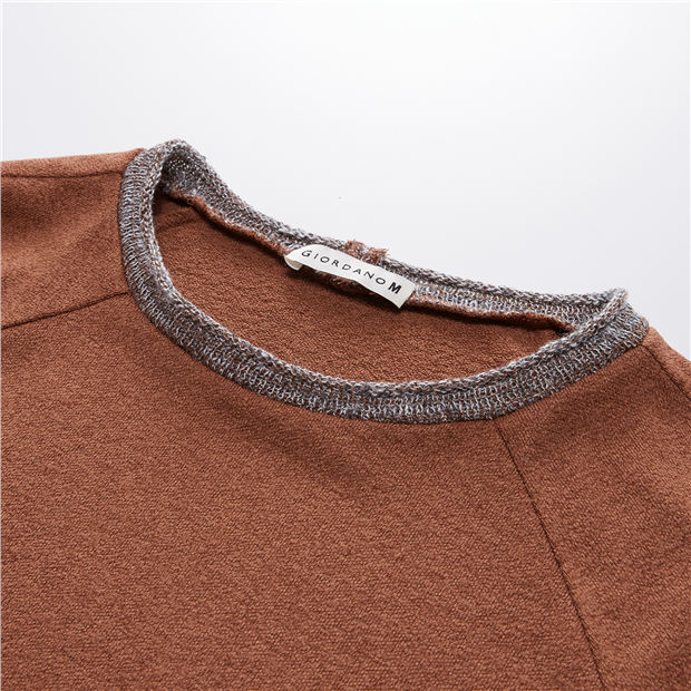 Marl knit trim raglan sleeve t-shirt | GIORDANO Online Store