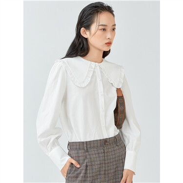 Lotus edge doll collar long-sleeve shirt