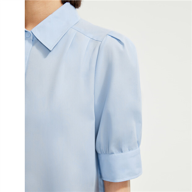 Pleated puff sleeve shirt | GIORDANO Online Store