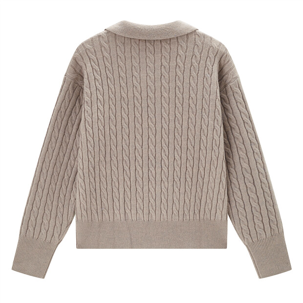 V-neck collar cable knit sweater | GIORDANO Online Store