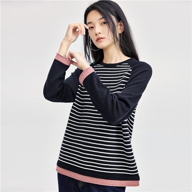 Contrasting stripe raglan sleeve sweater | GIORDANO Online Store