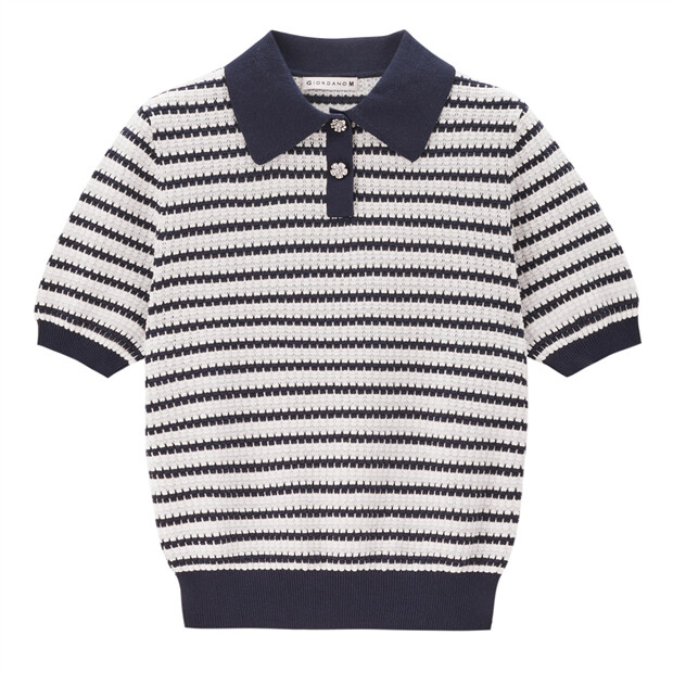 Stripe short sleeve knit polo shirt | GIORDANO Online Store