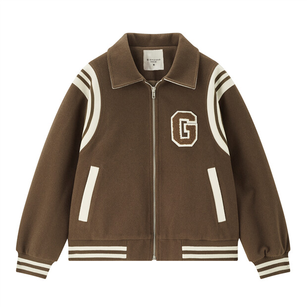 Letter embroidery contrast colo bomber jacket | GIORDANO Online Store