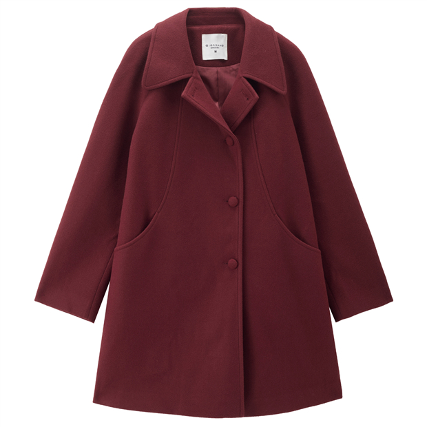 Lapel collar mid-length woolen coat | GIORDANO Online Store